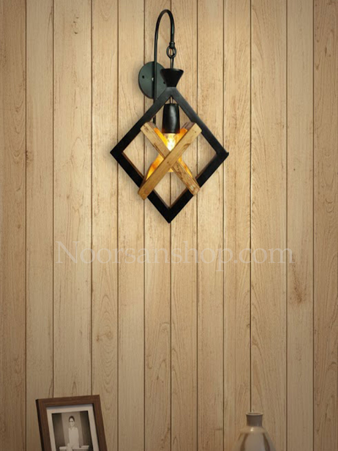 دیوارکوب چوب و فلز کد 01