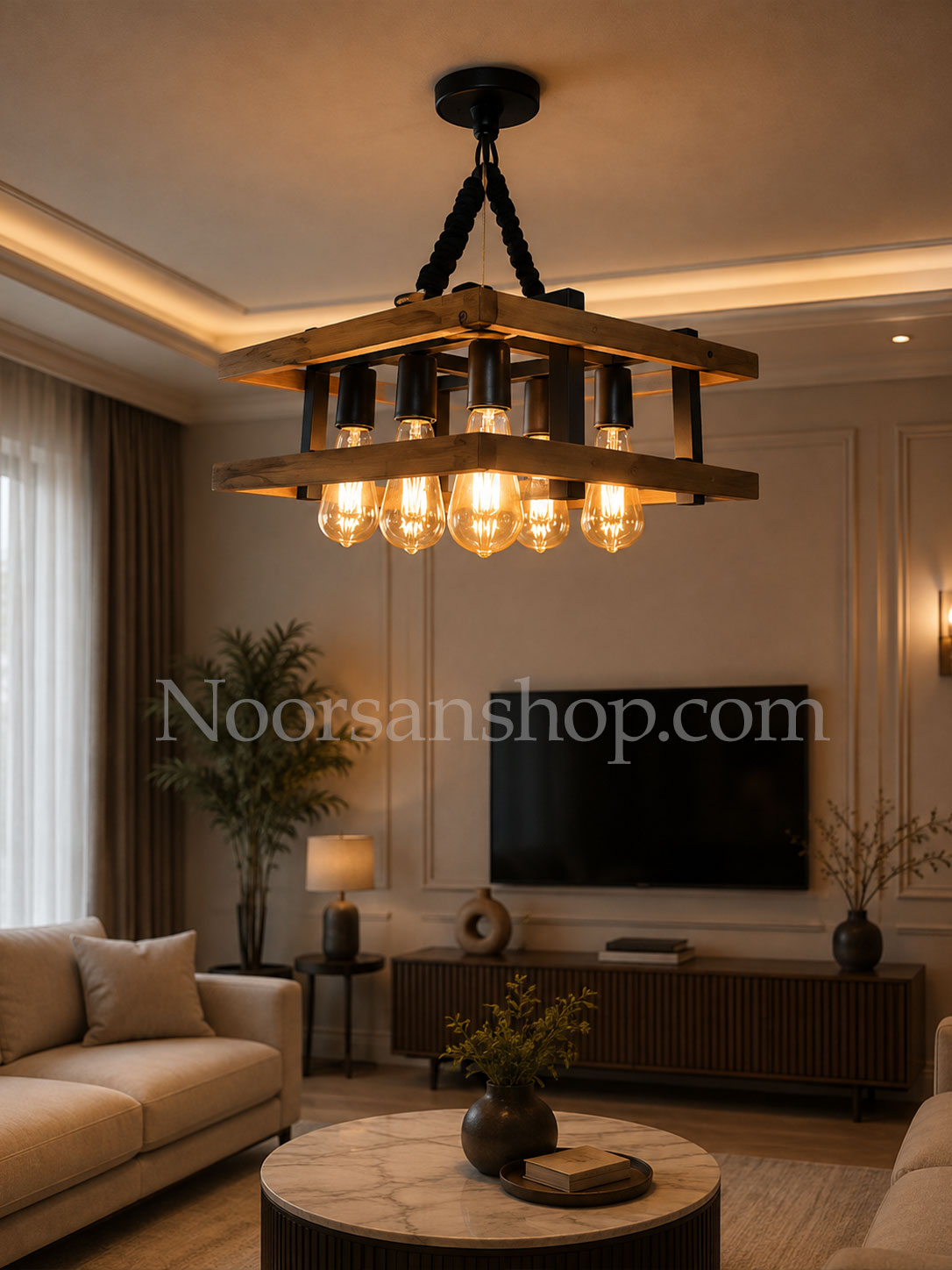 لوستر چوب و فلز کد 0361