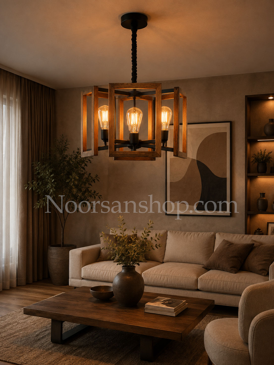 لوستر چوب و فلز کد 0362